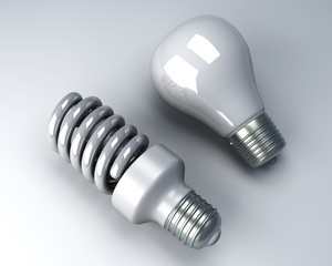 Energiesparlampe und Glühbirne