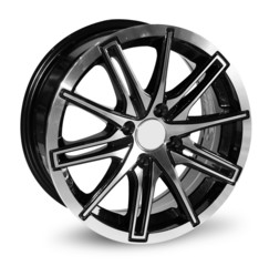 car alloy wheel, isolated over white background