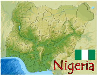 nigeria africa map flag emblem