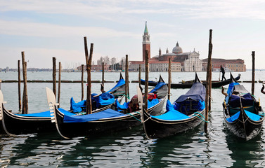 View of San Giorgio maggiore with gondolas