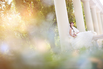 bride in columns