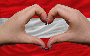 over national flag of austria showed heart and love gesture made