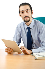 Businessman working on tablet computer