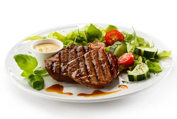 Fotobehang Gerechten Gegrilde steaks en groenten