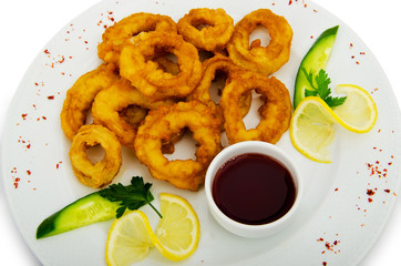 Calamari rings in the plate