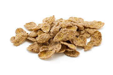 白背景にコーンフレークのクローズアップ