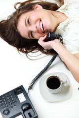 Portrait Of Happy business woman on phone call