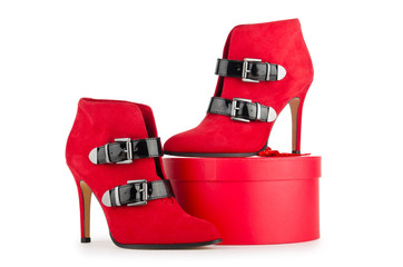 Shoes and gift box in fashion concept