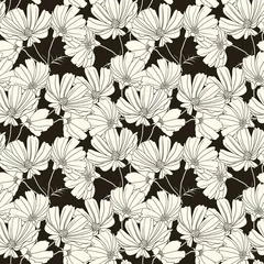 Stickers fenêtre Fleurs noir et blanc fond d& 39 écran floral sans soudure