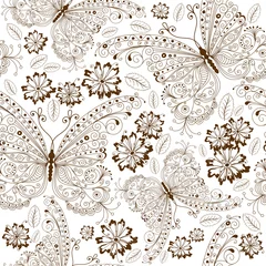 Zelfklevend Fotobehang Repeating floral vintage pattern © Olga Drozdova