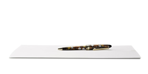 Blank note paper with pen (clipping path)