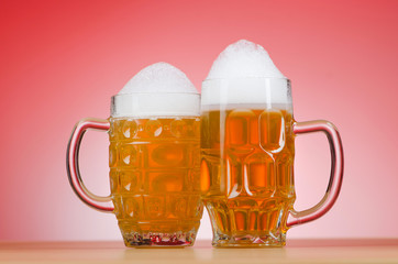 Beer glass on the table