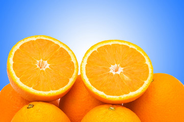 Oranges on the gradient background