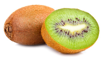 Fototapeta na wymiar Cut fruit of kiwi Isolated Located on White