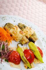 Grilled vegetables served in the plate