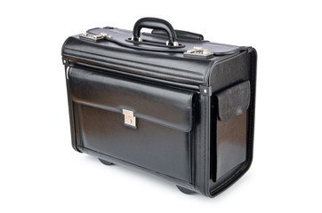 Black briefcase isolated on the white