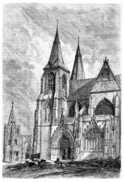 Our Lady of Avioth, vintage engraving.