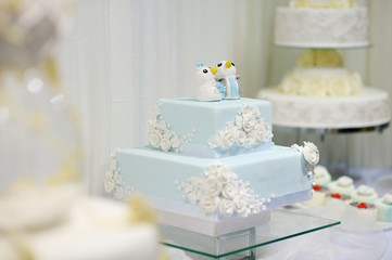 Delicious funny decorated wedding cake