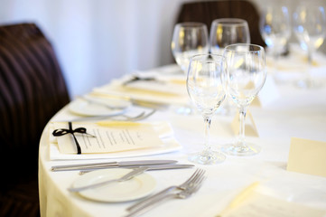 Table set for an event party or wedding reception