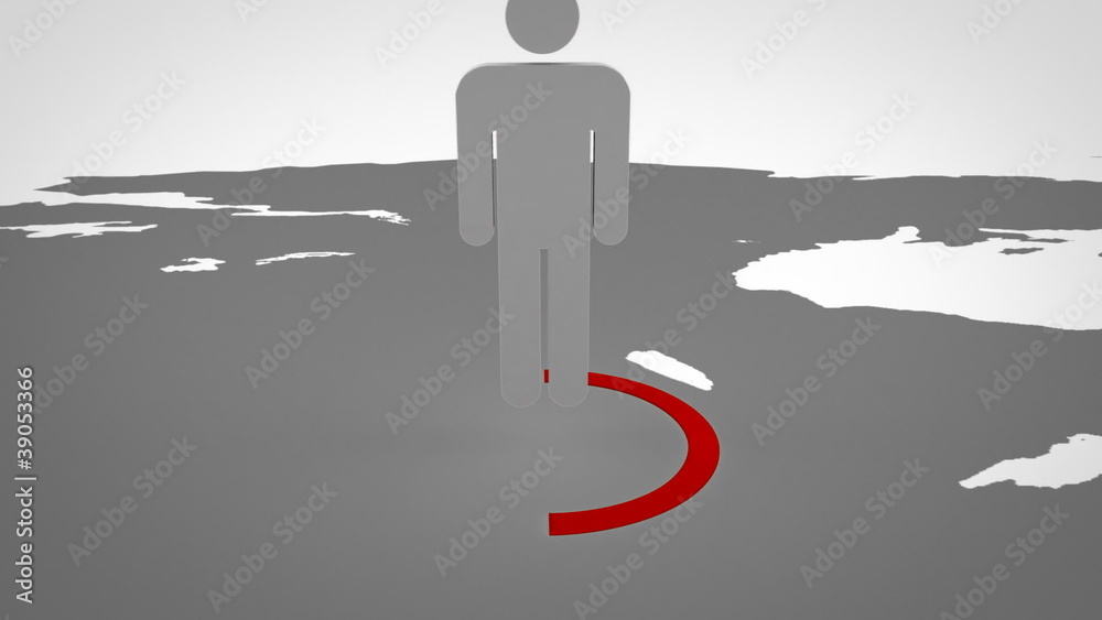Poster 3d silhouette appearing on a map displaying business videos