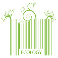 Organic ecology barcode made of green plant sprouts