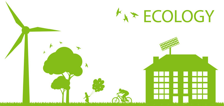 Green Eco city ecology vector background concept