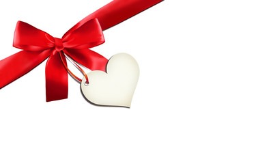 Rote Schleife mit Herzlabel