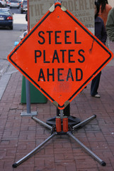 "Steel Plates Ahead" road sign in Washington DC