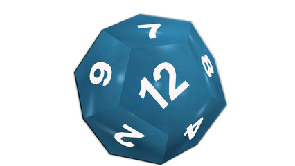 d&eacute; 12 faces bleu