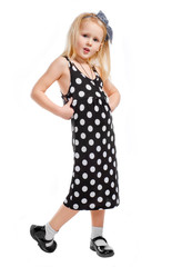 happy little girl, isolated on white background.