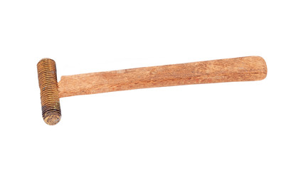 Small rusty hammer, isolated on white background