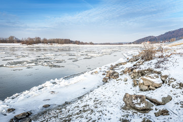 Vistula river landscape in winter time