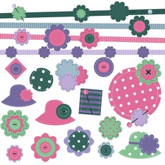 scrap booking set of objects on white