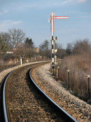 railroad traffic sign with railroad