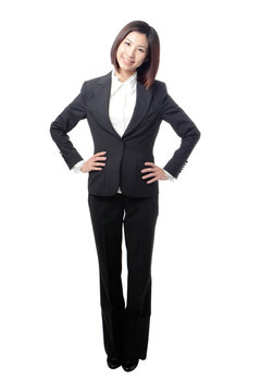 Full Length Business Woman Confident Smile Standing