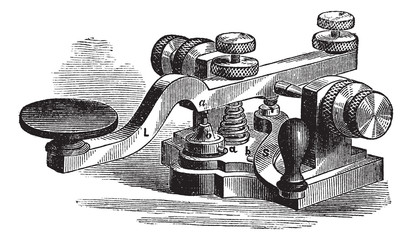 Fig. 8. Morse manipulator, vintage engraving. - obrazy, fototapety, plakaty