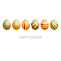Easter Card 6 Easter Eggs Check/Stripes Pattern