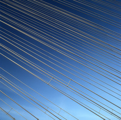Cables of suspension bridge.