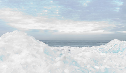 Fototapeta na wymiar Pływających i dryfuje na lodzie w Holandii