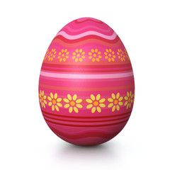 Pink painted easter egg with flower pattern