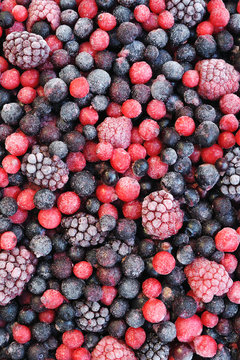 Close up of frozen mixed fruit  - berries - background