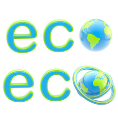 Ecology eco emblem sign with a planet isolated