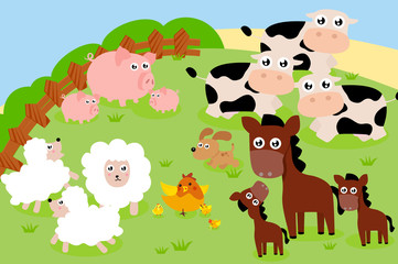 Yard with farm animals