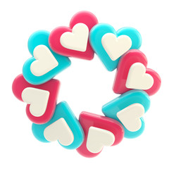 Naklejka premium Abstract circle frame made of hearts isolated