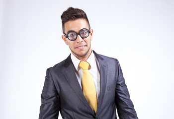 Businessman with funny glasses..