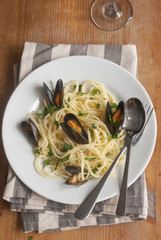 Spaghetti with mussels