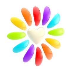 Flower made of heart and petals isolated