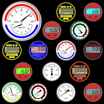 vector set of switches  and digital manometers