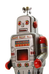 An old mecanical robot frontal view