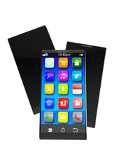 3d an illustration color cubes with the image of icons